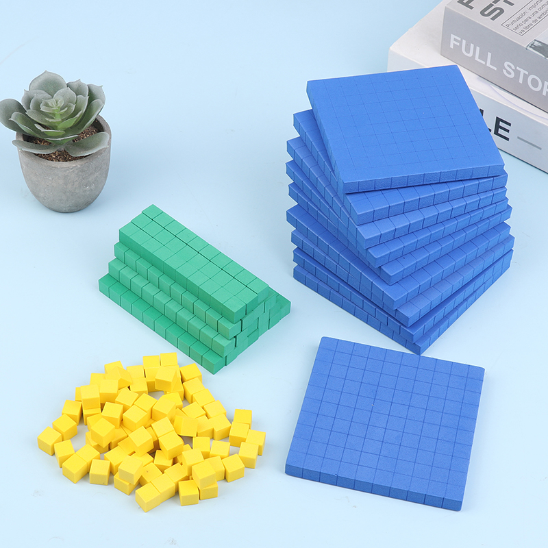 Math Manipulative Set - 130Pcs Base Ten Blocks Set, Math