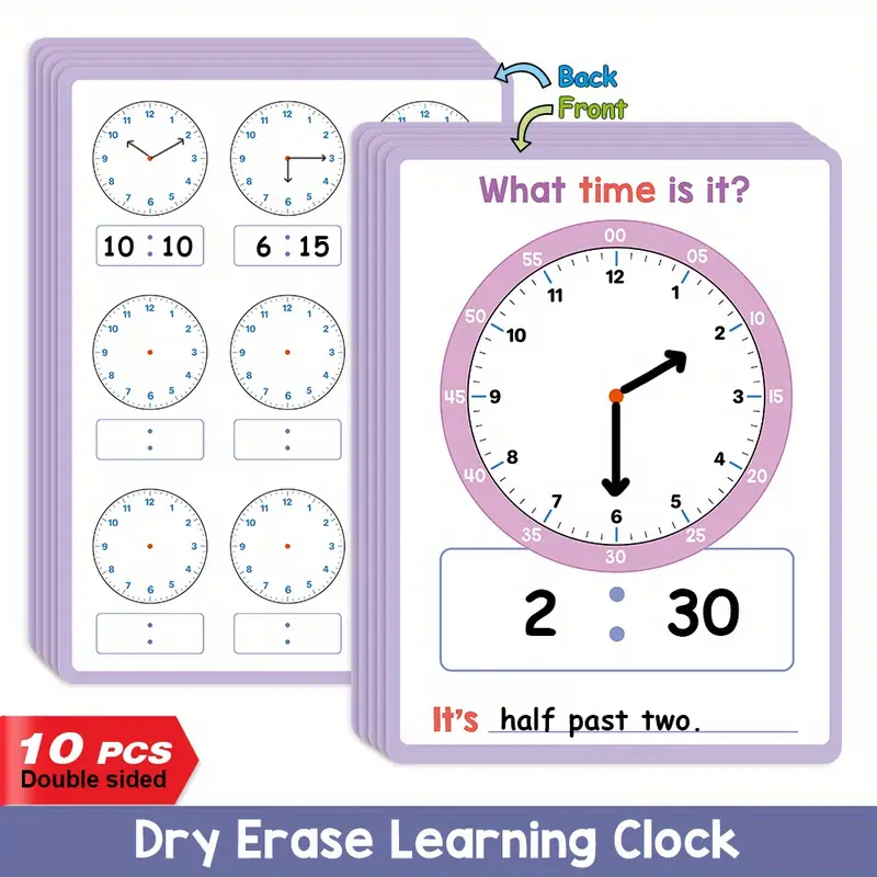 Math Manipulative Set - 10-Pack Time Teaching Kit for K-3