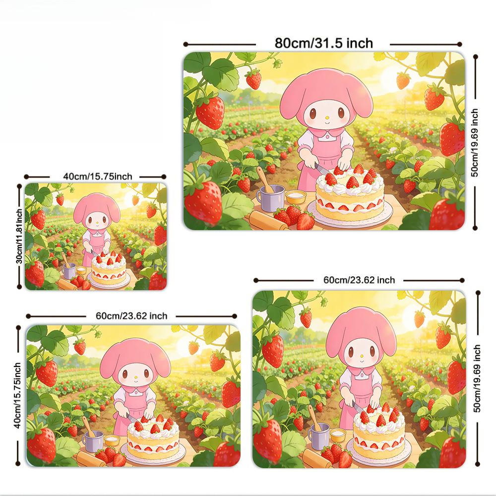 Multiplication Table Mat - My Melody Strawberry Farm Placemat Non-Slip