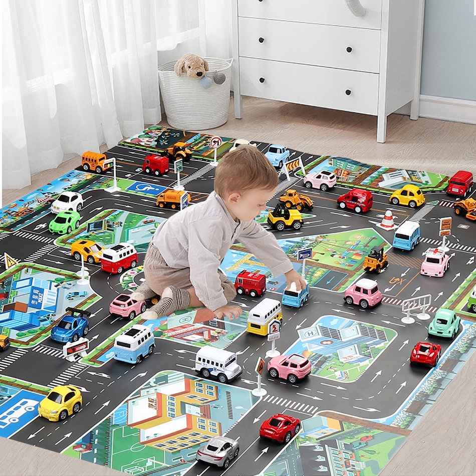 Kids Education Rug - 130*100 Baby Educational Mat Children City