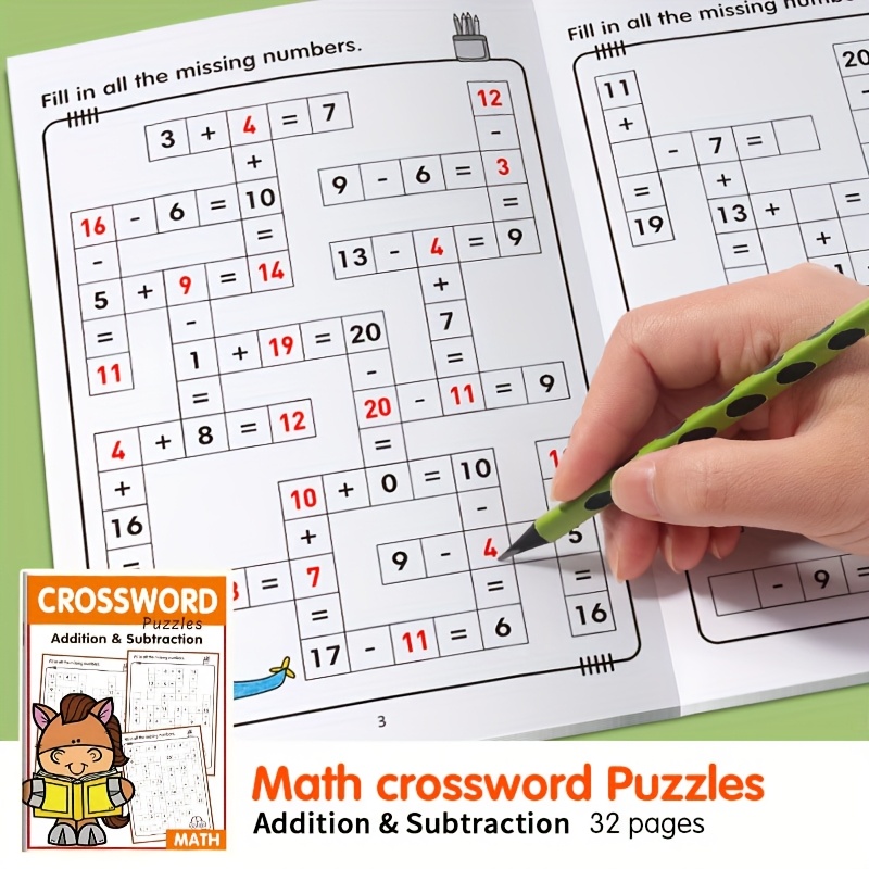 Multiplication Table Mat - Children's math crossword puzzle book, practice