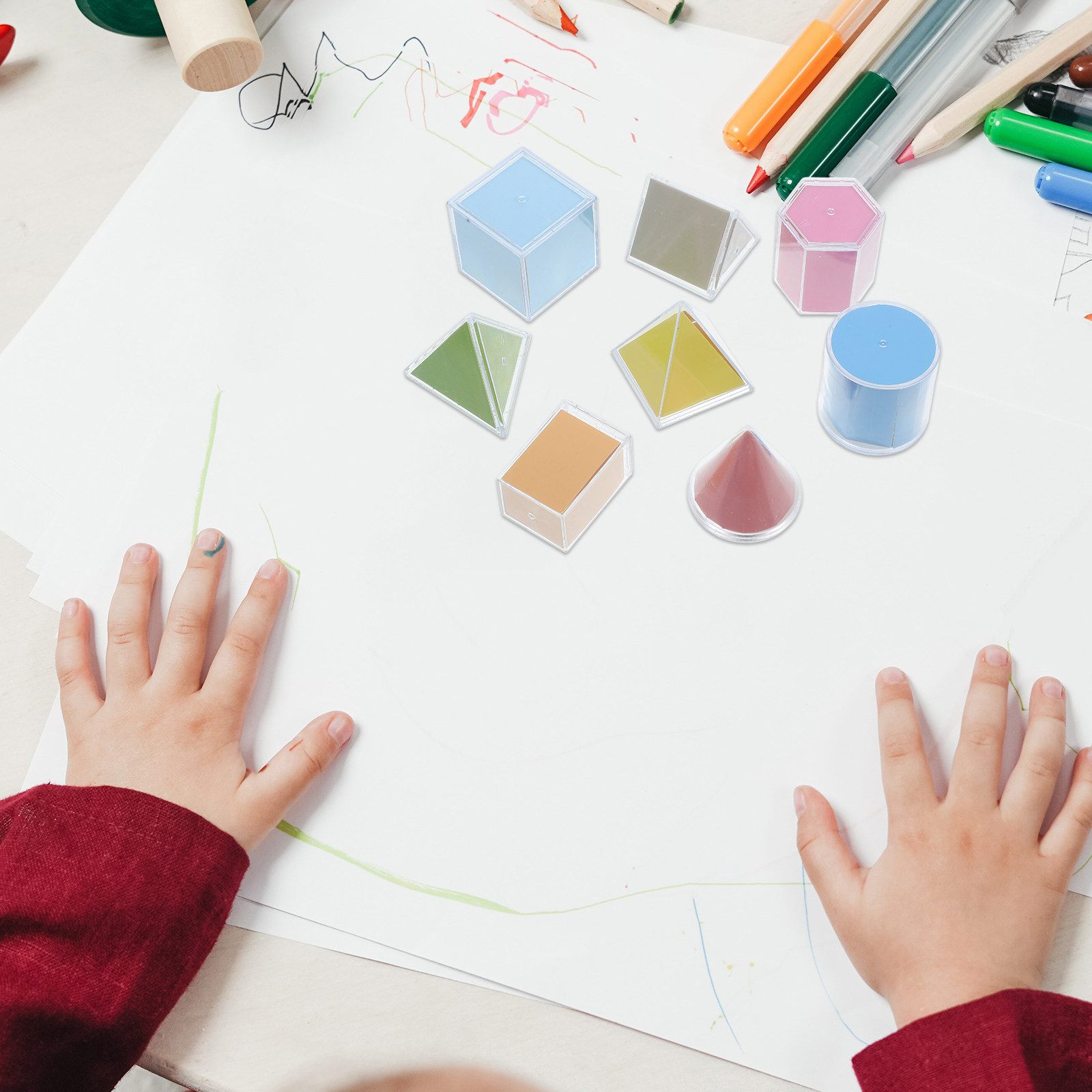 Math Manipulative Set - 8Pcs 3D Shapes for Teaching Geometric