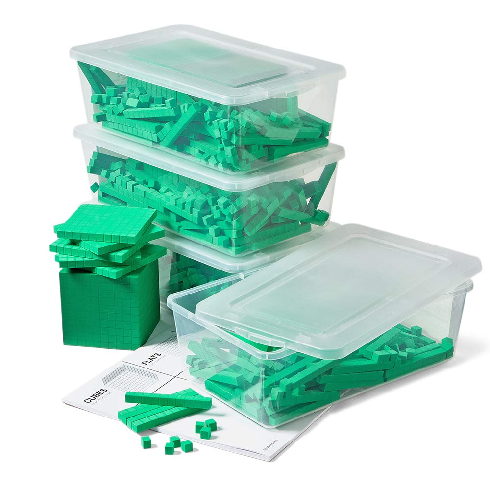 Math Manipulative Set - Green Foam Base Ten Blocks Complete