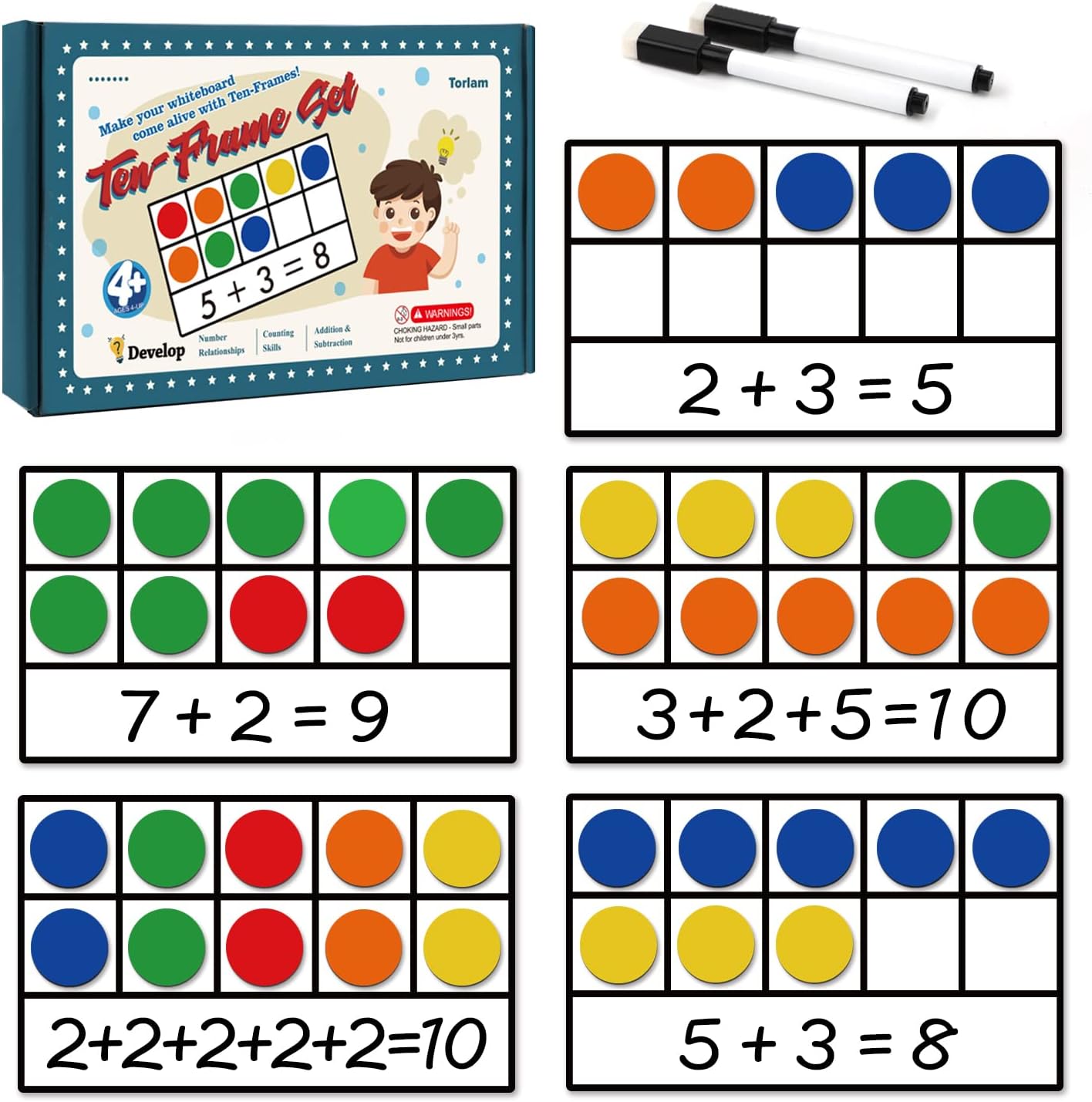 Math Manipulative Set - Magnetic Ten-Frame Set - Math Manipulative