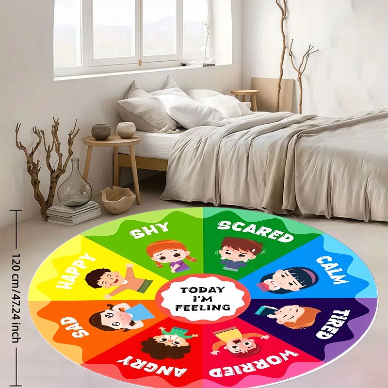 Emotion Wheel Kids Round Rug F - Kids Education Rug ulasan dan harga