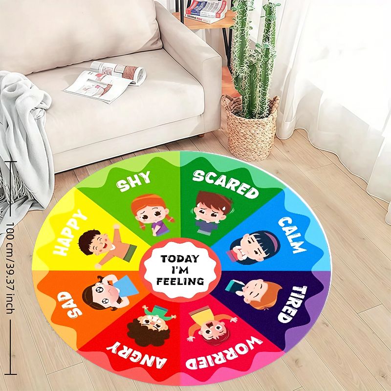 Emotion Wheel Kids Round Rug F - Kids Education Rug ulasan dan harga