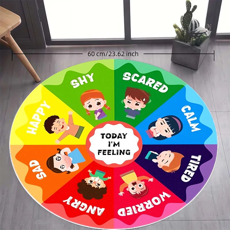 Emotion Wheel Kids Round Rug F - Kids Education Rug ulasan dan harga