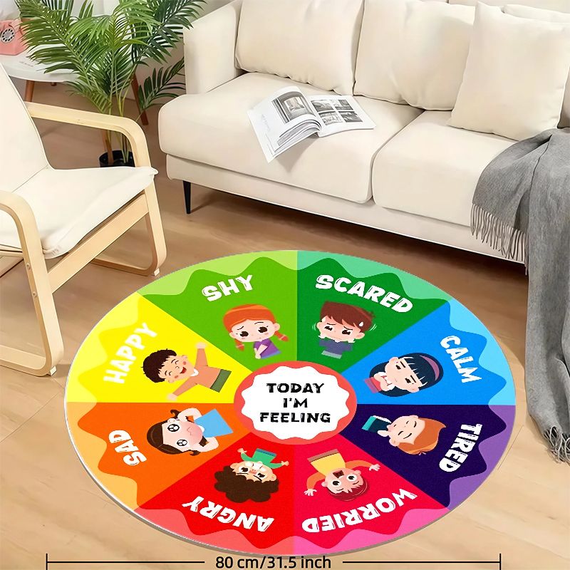 Emotion Wheel Kids Round Rug F - Kids Education Rug ulasan dan harga