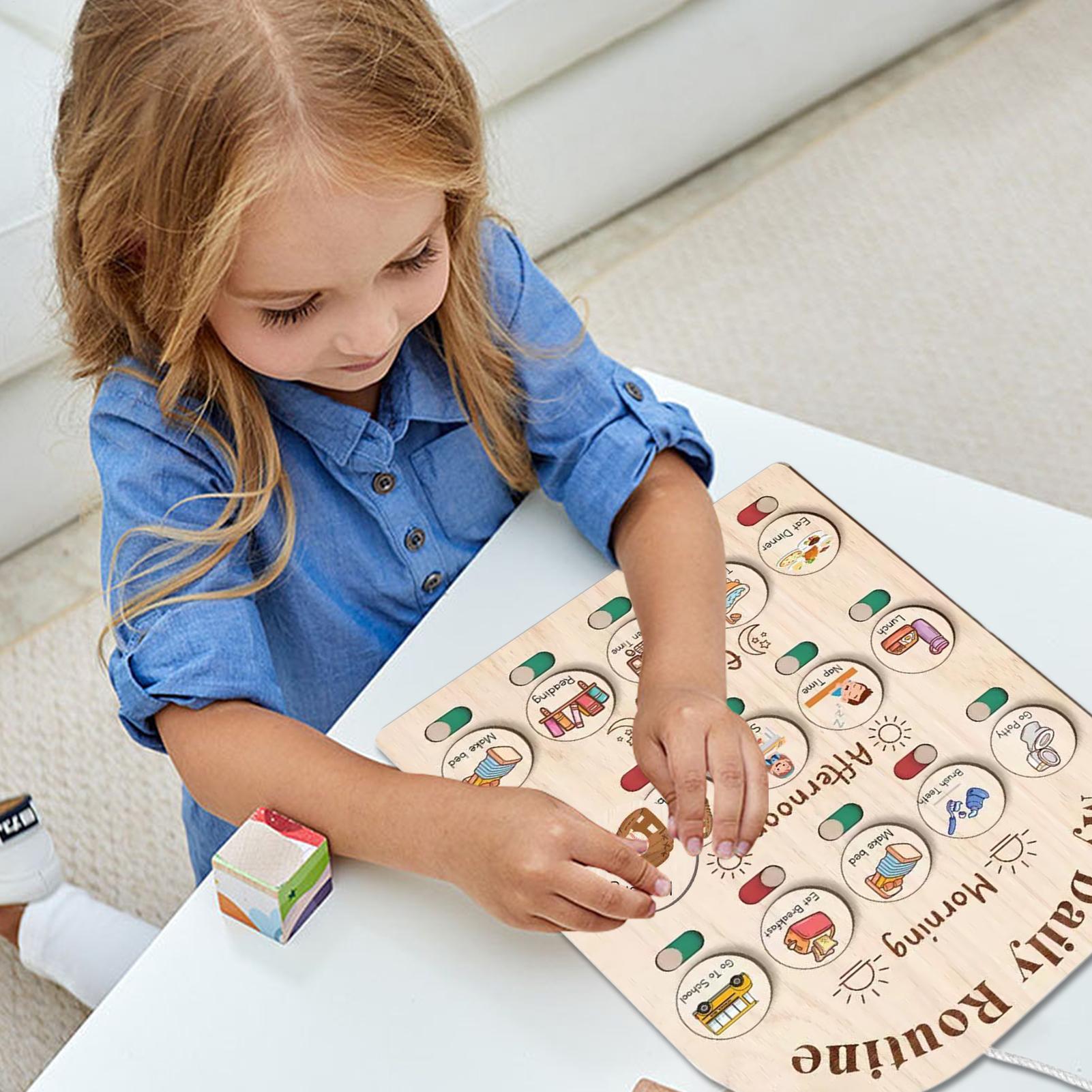 Routine Chart For Kids Wooden  - Kids Education Planner ulasan dan harga