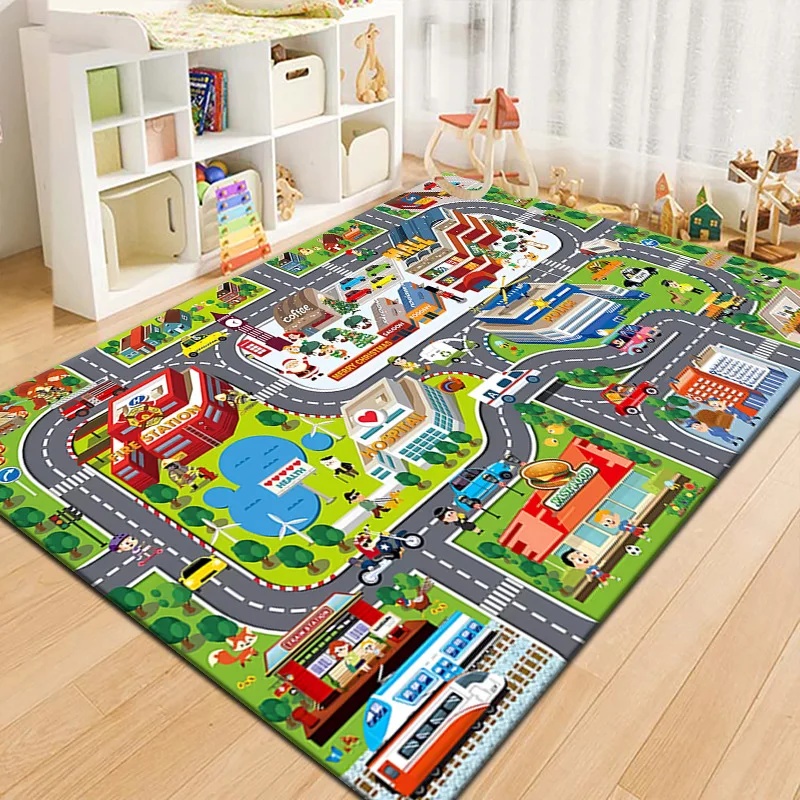 Colorful Kids City Map Play Ma - Kids Education Rug ulasan dan harga