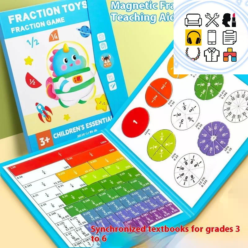 1 Set Kids Magnetic Fraction T - Math Manipulative Set ulasan dan harga