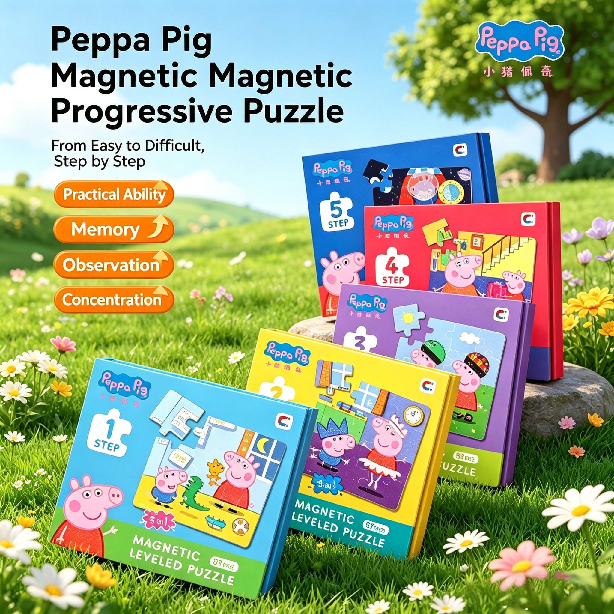 Peppa Pig Magnetic Puzzles for - Kids Education Level ulasan dan harga